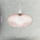 image 7 of Modern Designer Soft Pink Line Ribbed Glass Oval Pendant Lamp Shade | Pink | Pink | 1