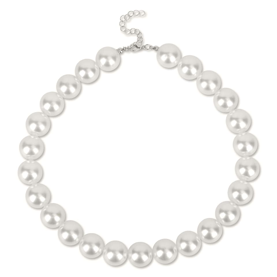 image 1 of 18mm White Faux Pearl Choker Necklace for Women