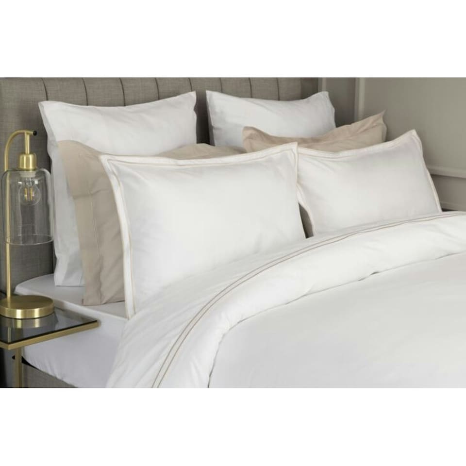 image 1 of Belledorm Savoy Embroidered Detail Flat Sheet - Oyster - King/Super King Grey | Grey | King