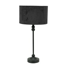 ValueLights Maggie Black Candlestick Table Lamp Black Velvet Shade | Black