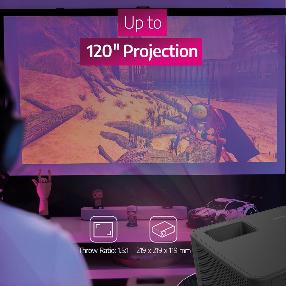 image 1 of Philips GamePix 900 Projector Black- 120", 240 Hz, 3x Gaming Modes, Home Cimema