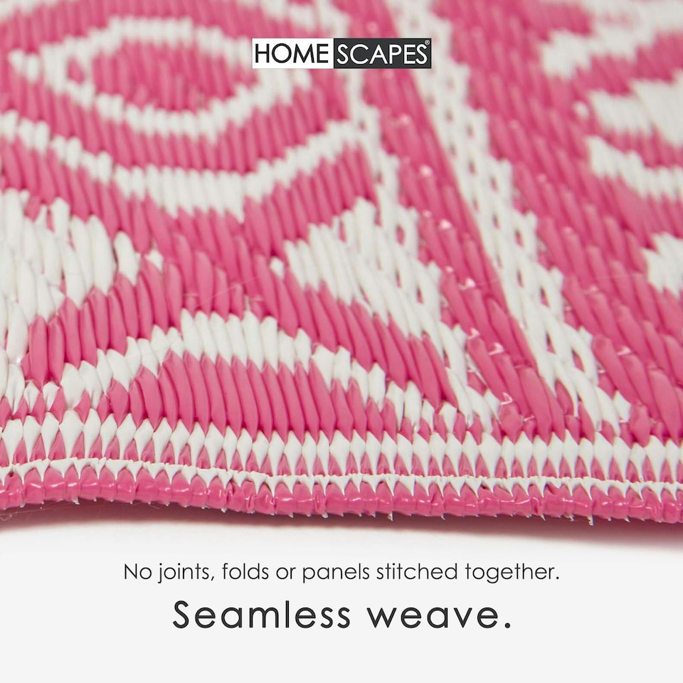 image 1 of Homescapes Outdoor Rug Luxury Waterproof Reversible Recycled, For Garden, Tia Aztec | Pink | Pink and White