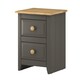 image 1 of 2 Drawers Petite Bedside Cabinet Solid Top - MDF/Pine - 36 x 32 x 53.2 cm - Carbon Grey /Antique Waxed Pine