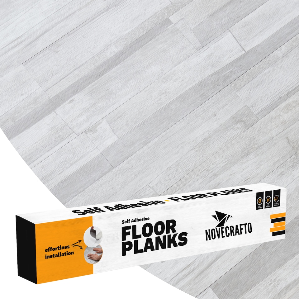 image 1 of NOVECRAFTO Self Adhesive Vinyl Floor Plank – Peel & Stick 36x5.98 in – Light Grey Ash Breeze – Wood Effect – Waterproof DIY Flooring – Easy to Install | Grey | 5 sqm