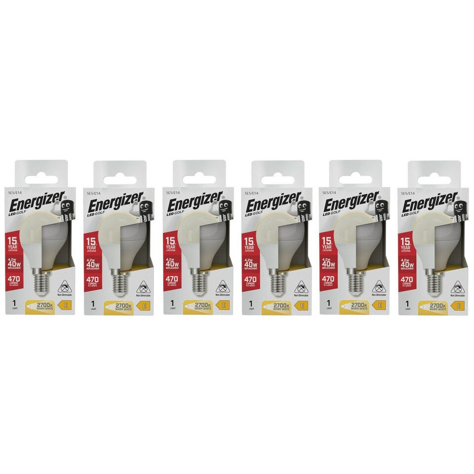 image 1 of Energizer LED Golf Ball E14 470lm 4.2W 2700K (Warm White) Light Bulb - Pack of 6