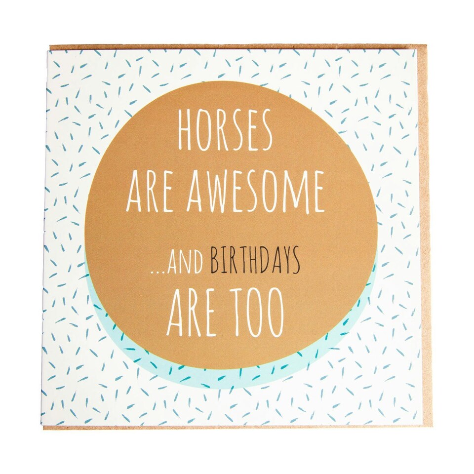 Gubblecote Horses Are Awesome Birthday Card - White/Brown/Blue - One Size