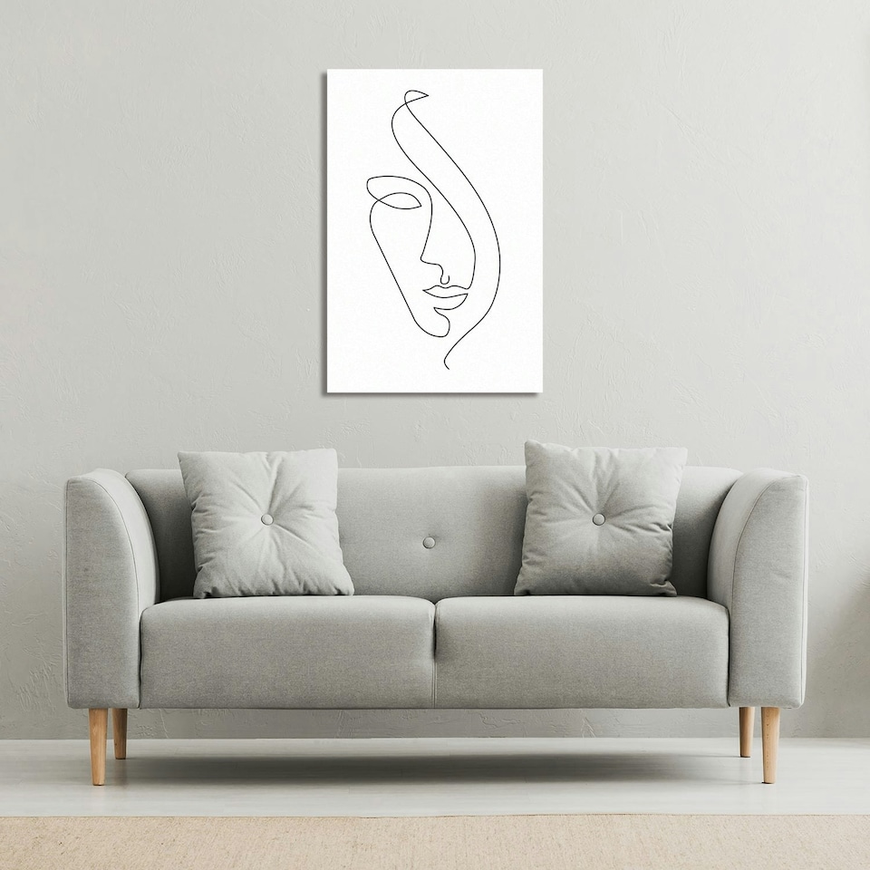image 1 of Line Face drawing (Canvas Print) 77 x 51 x 4cm