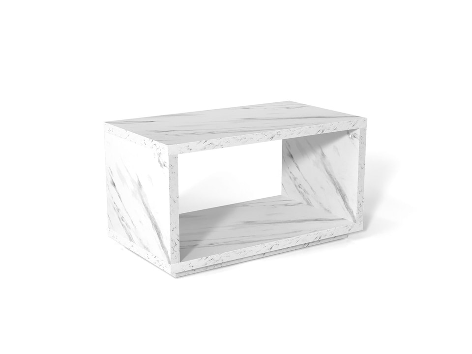 image 1 of Marble Coffee Table Small White Marble Effect Modern Living Room Table with Storage Shelf Cari