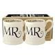 image 1 of Mug Set: 2 x 300ml Emma Bridgewater Black Toast Mr & Mr 1/2 Pint Mugs, Ceramic White