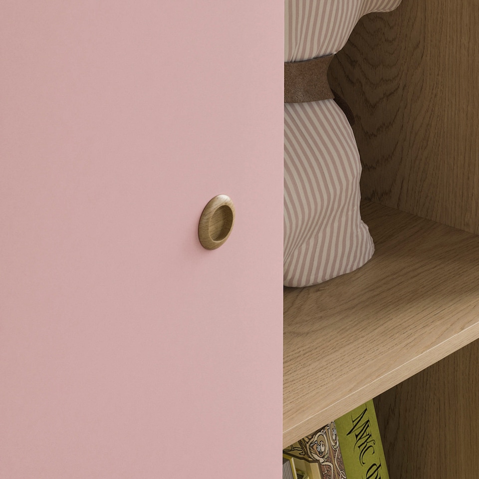image 1 of Junior Vida Neptune 1 Door Wardrobe 5 Shelves & Clothes Rail, Pink & Oak