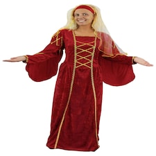 Red Tudor Velour Dress and Headpiece Red | M