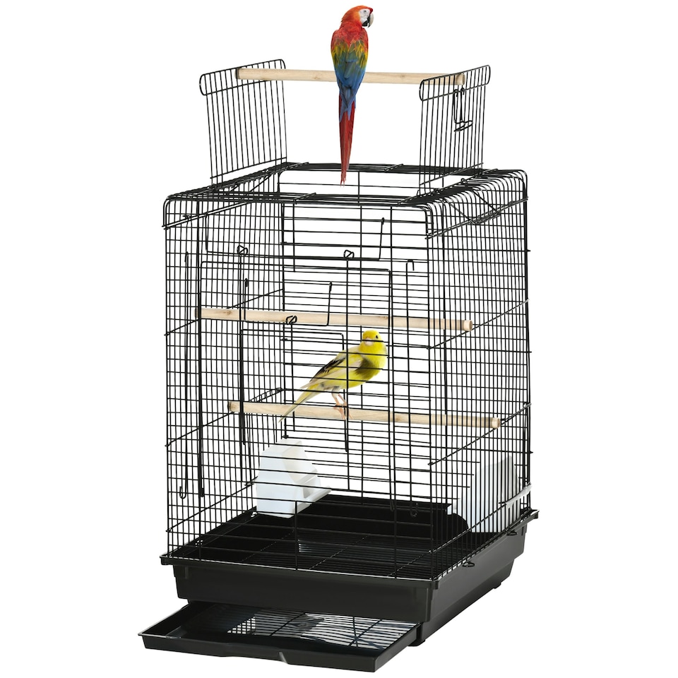 image 1 of PawHut 59cm Bird Cage with Openable Top, Stand, Tray, Handles, Feeding Bowls