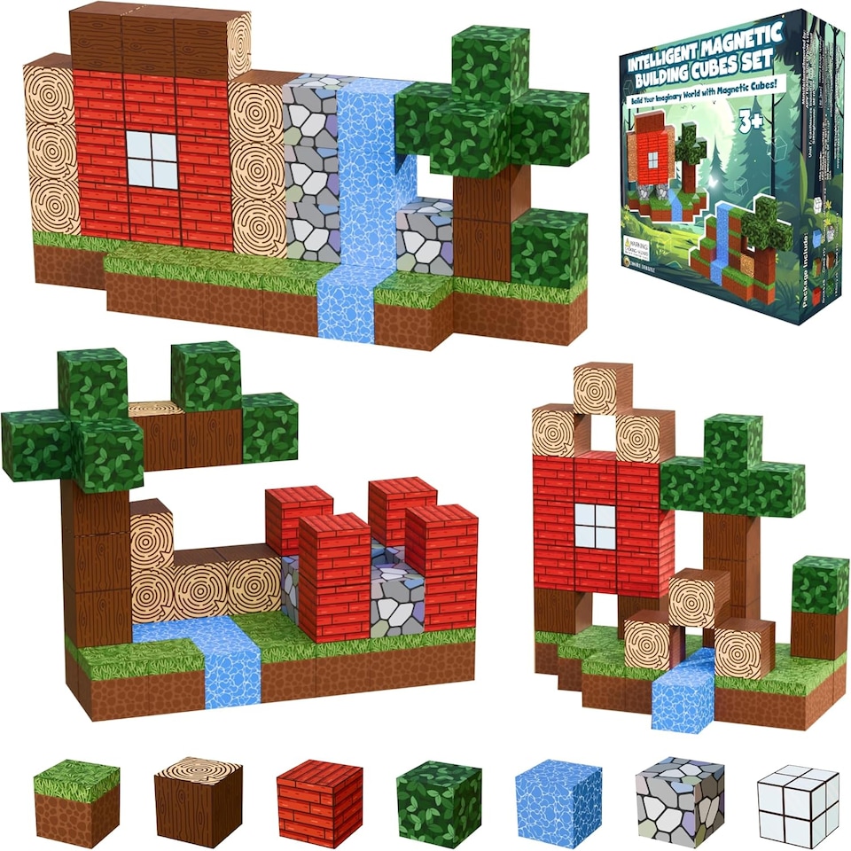 Desire Deluxe Magnetic Building Blocks Montessori Construction Cubes for 3+ Years Toys, Educational Magnetic Tiles Block for Girls & Boys - Birthday Gift