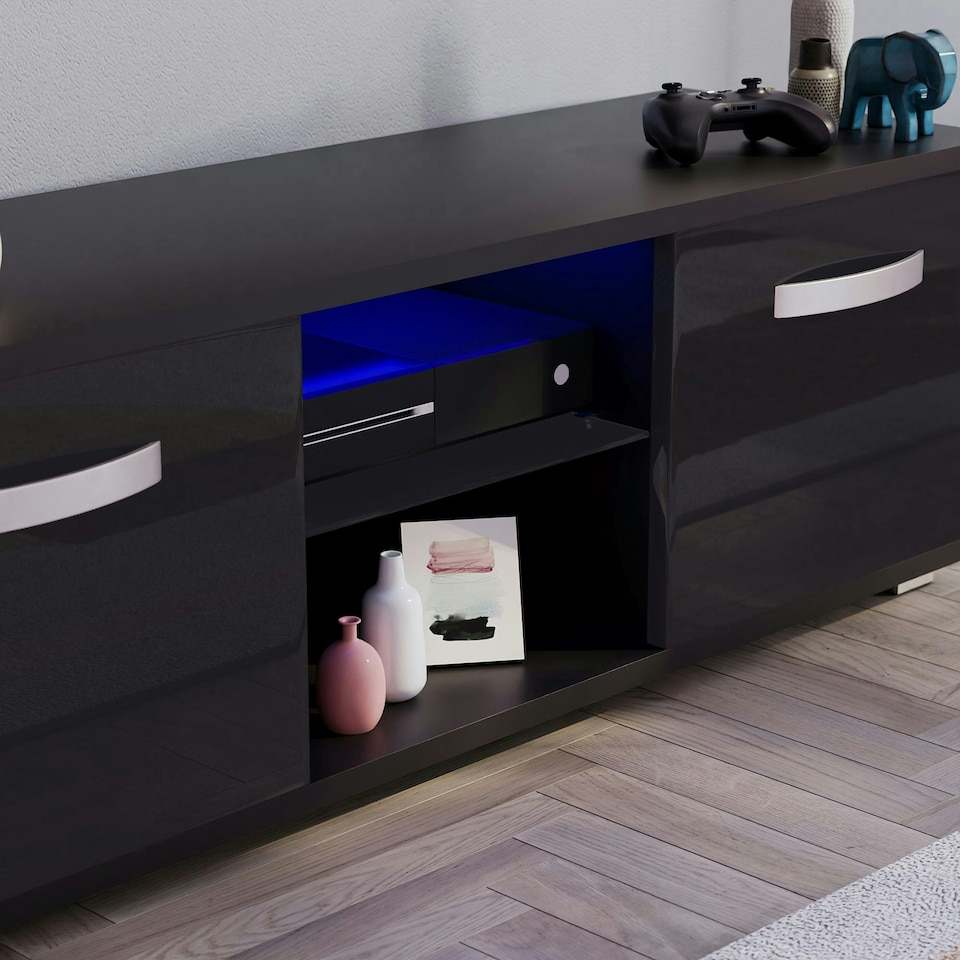 image 1 of Vida Designs Cosmo 2 Door LED TV Unit Entertainment Stand, 120cm, Black