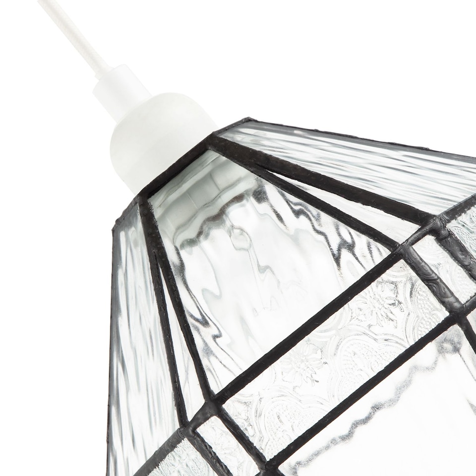 image 1 of Vintage Classic Bronze Pendant Shade with Moroccan and Water Glass | Clear | Transparent | 1