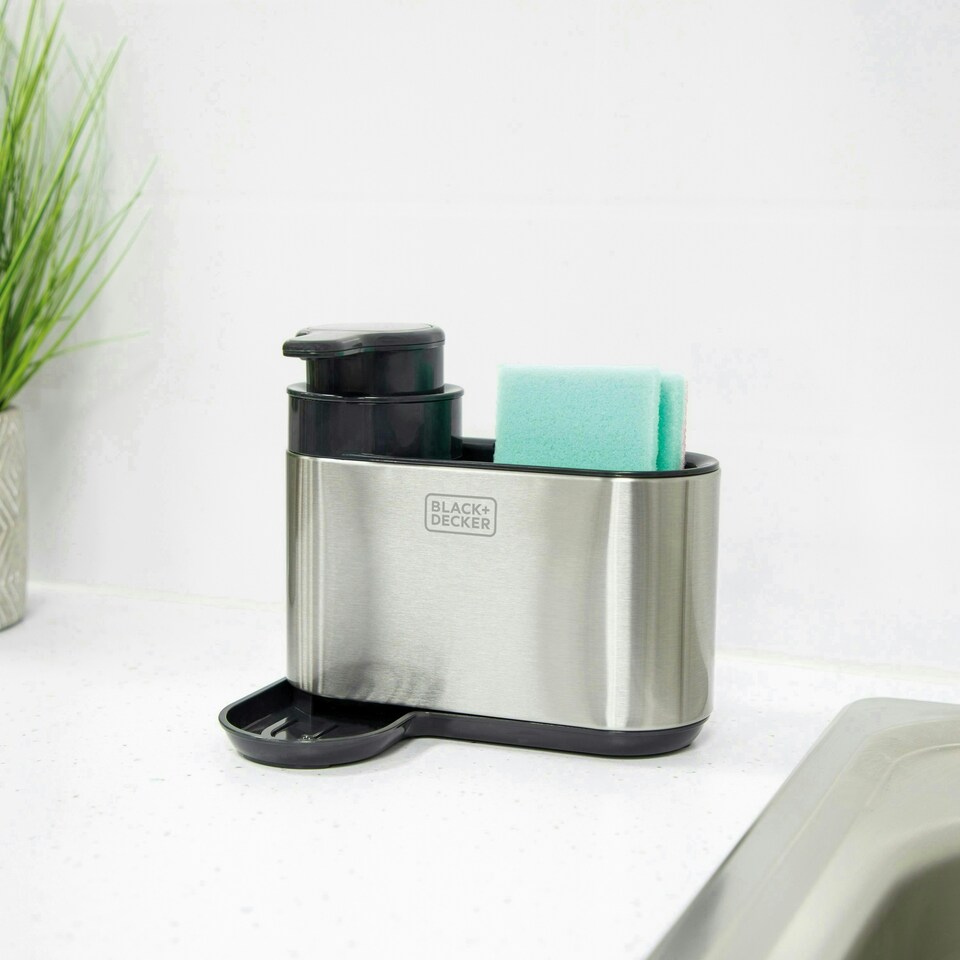 image 1 of BLACK+DECKER Sink Tidy with Dispenser Stainless Steel