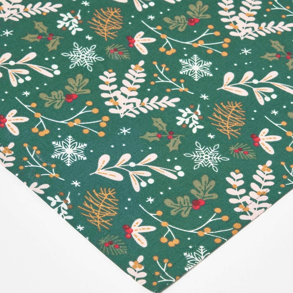 image 1 of Homescapes Festive Forest Green Christmas Napkins - Set of 4 | Green | One Size | 1