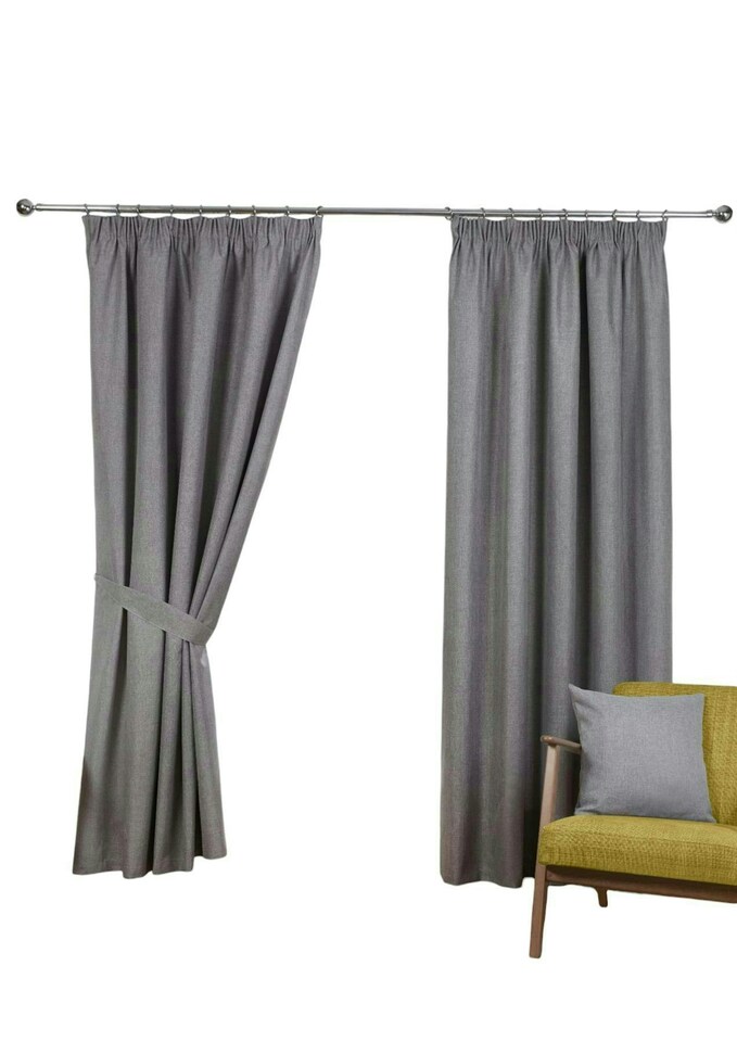 image 1 of Eclipse Pencil Pleat Blackout Curtains - Grey - 117cm x 183cm