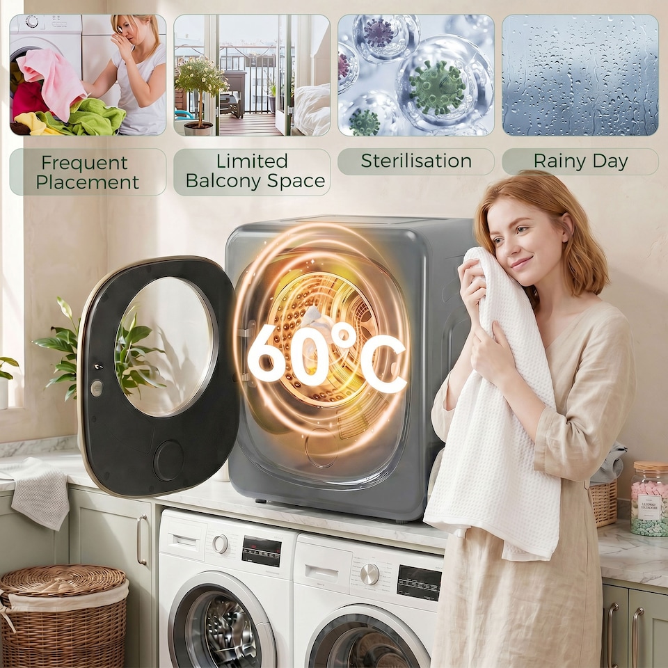 image 1 of HOMCOM Compact Dryer Machine with 5 Modes, 4kg Small Tumble Dryer, Silver