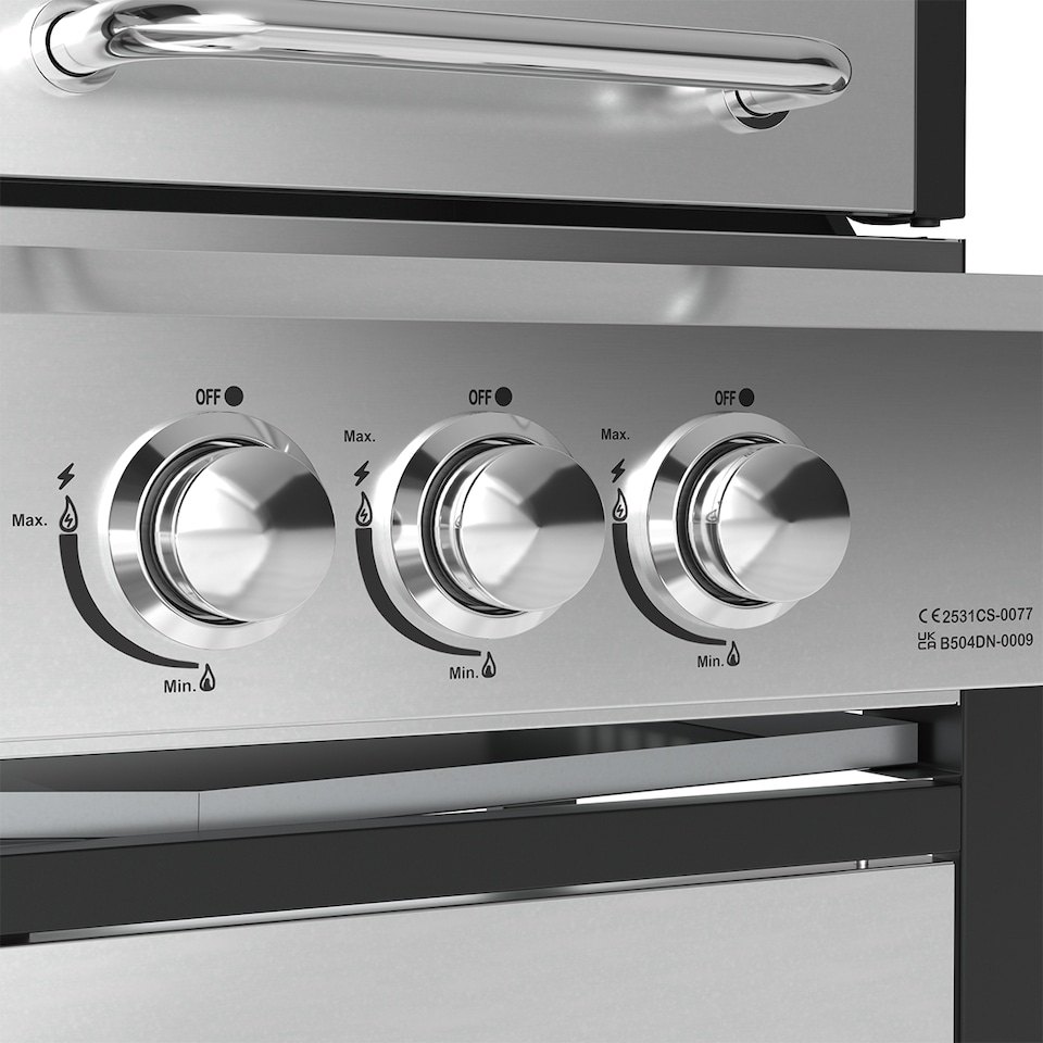 image 1 of Charles Bentley 2+1 Burner Gas & Charcoal Grill BBQ 147.5 x 52 x 110cm