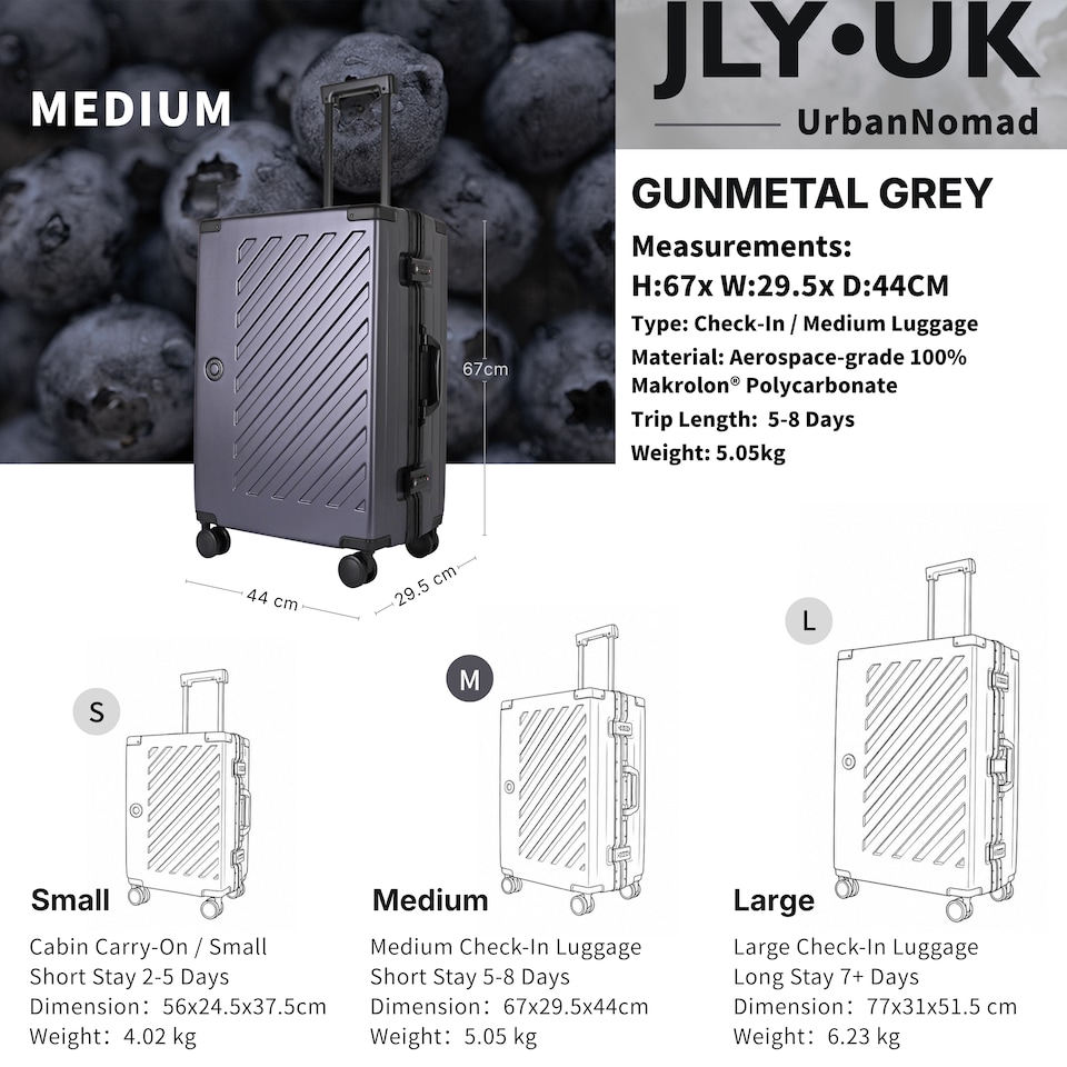 image 1 of Zipperless Polycarbonate Suitcase, Hard Shell, TSA Lock, 4 Wheels
