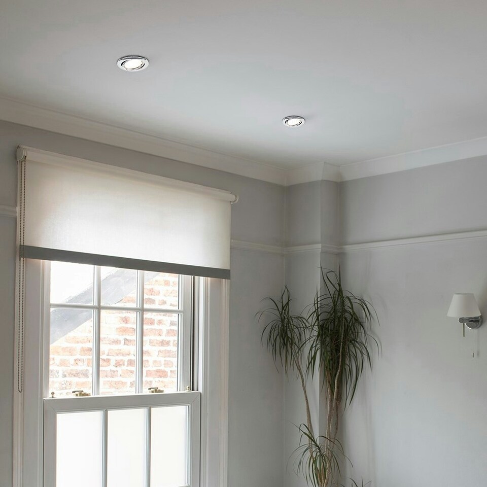 image 1 of ValueLights Pack of 6 Fire Rated Chrome Tiltable GU10 Recessed Ceiling Downlights - Complete with 5w LED Bulbs 3000K Warm White