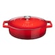 image 1 of Cooks Professional Cast Iron Casserole Dish 28cm - Ovenproof Pan with Lid | Red | Red