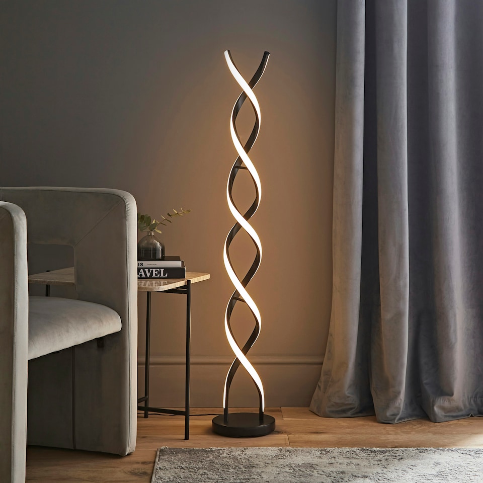 image 1 of ValueLights Infinity Black Double Twist Integrated LED Floor Lamp Black