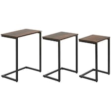 Set Of 3 C-Shaped Nesting Tables Rustic Brown Brown