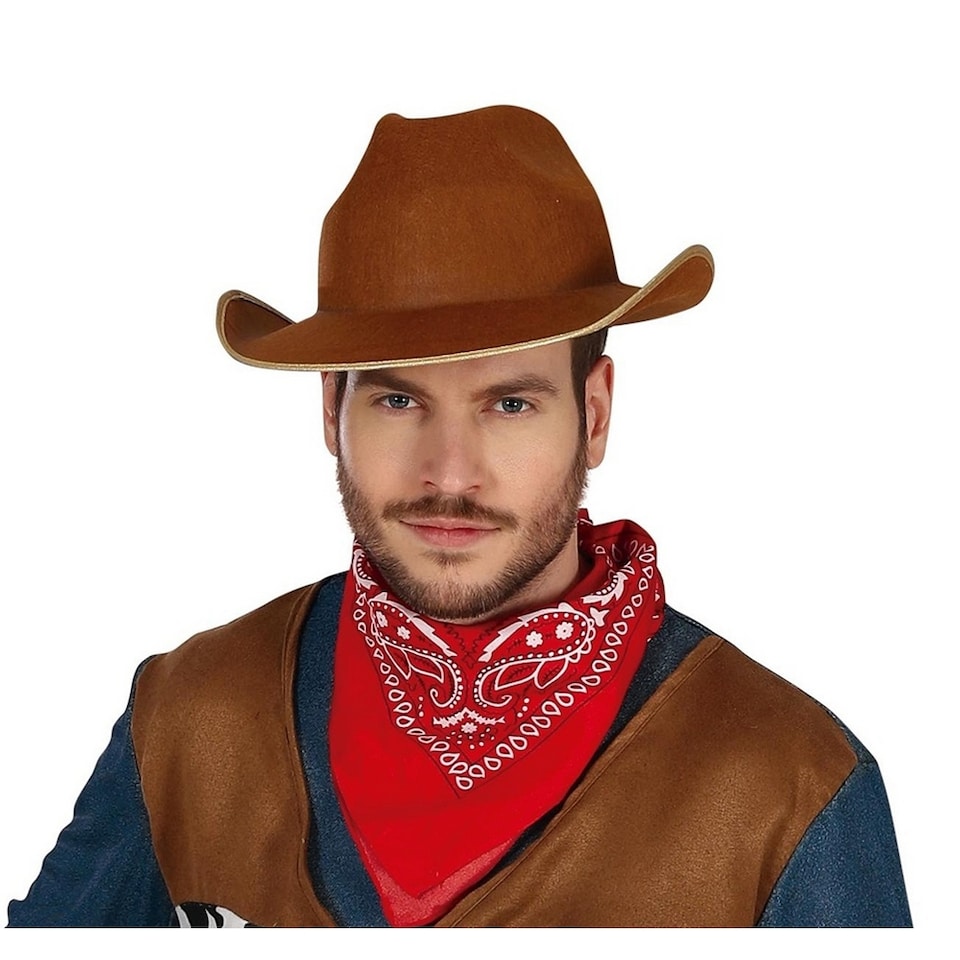 image 1 of Fiestas Guirca Mens Cowboy Costume | Brown | Brown/Blue | M | 1