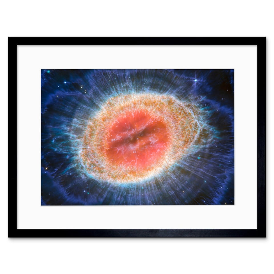image 1 of NASA Webb Space Telescope Ring Nebula Messier 57 9x7" Black Framed Wall Art Print