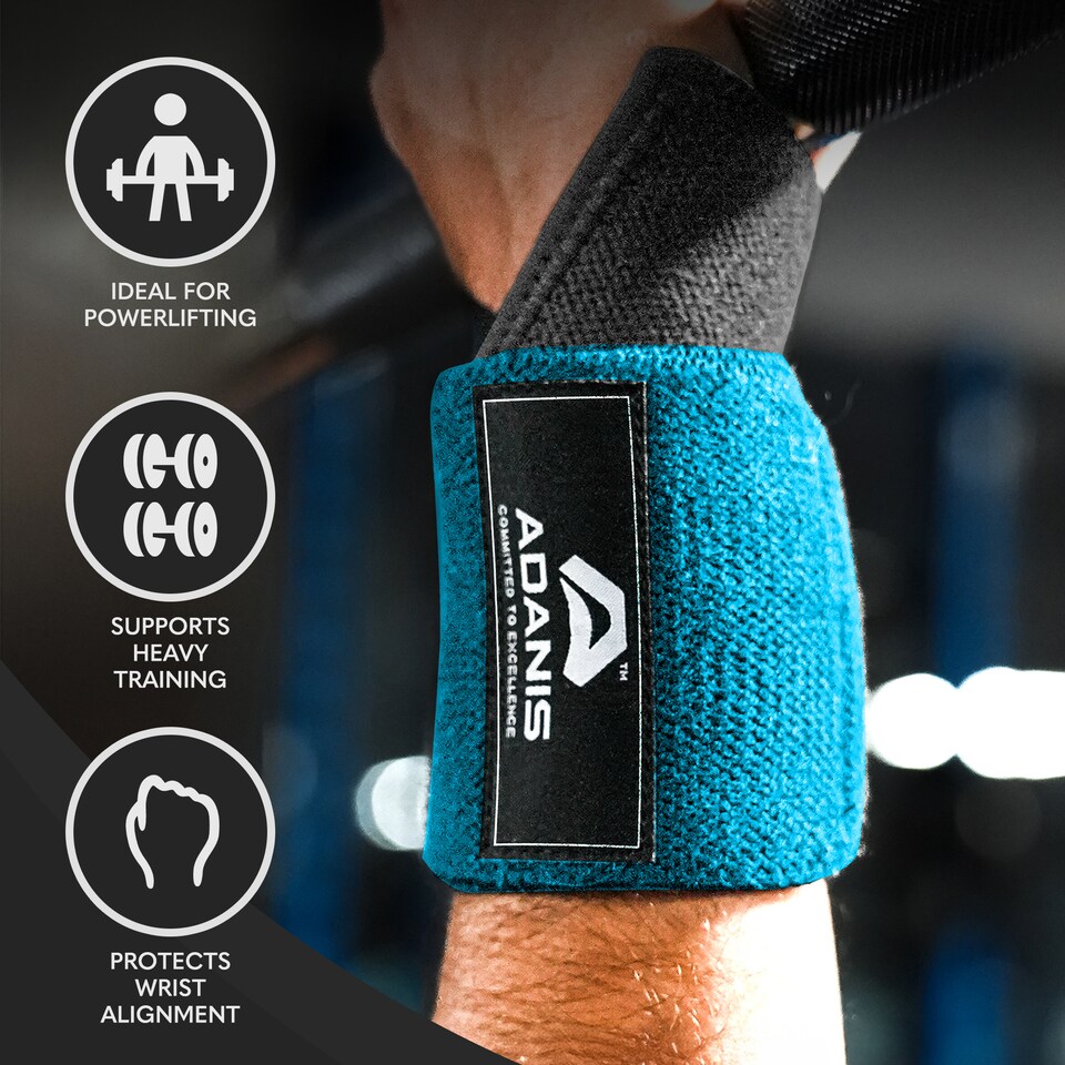 image 1 of Adanis Wrist Wraps for Weightlifting (Pair), Adjustable Wrist Support
