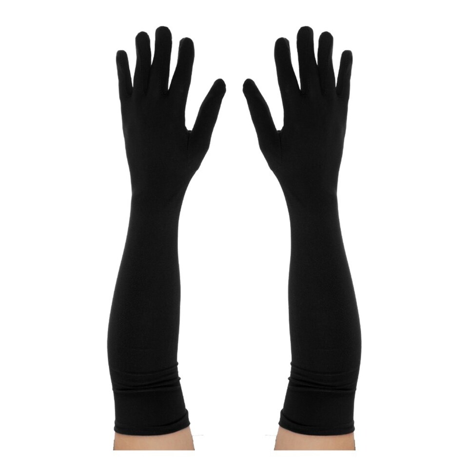 image 1 of Long Black Spandex Gloves | Black | 6