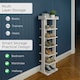 image 2 of Neo White 7 Tier Wooden Shoe Rack Slim Narrow Storage Cabinet Space-Saving Entryway Bedroom Wardrobe | White