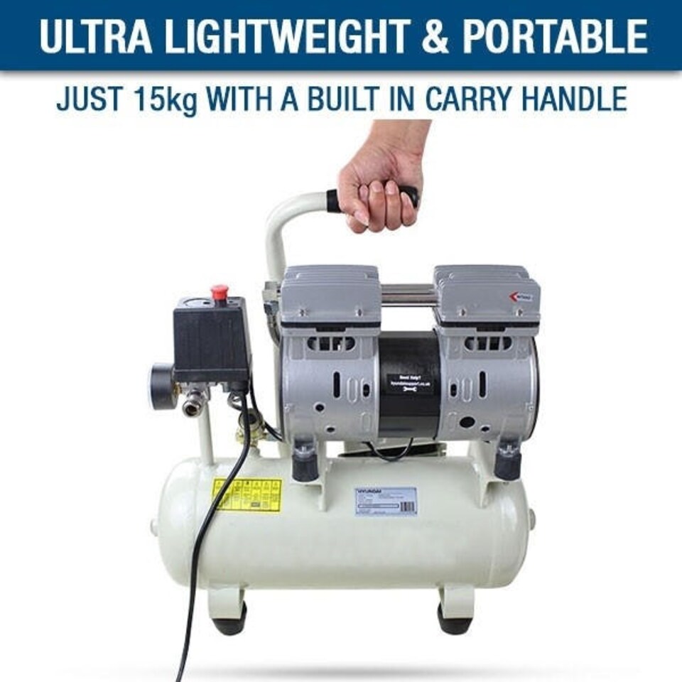 image 1 of Hyundai 8 Litre Air Compressor, 4CFM/100psi, Silenced, Oil Free, Direct Drive 0.75hp | HY5508