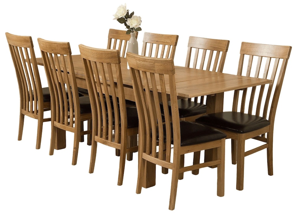 image 1 of Richmond 140-220cm Oak Extending Dining Table and 8 Harvard Chairs | Brown | Brown