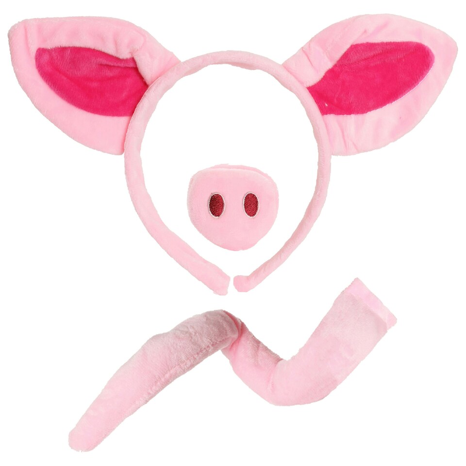 image 1 of Pig Fancy Dress Set – Headband with Ears, Nose & Tail Costume Kit N/A | One Size