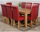 image 2 of Oslo 180 x 90 cm Large Oak Dining Table and 8 Washington Leather Chairs | Red | Red