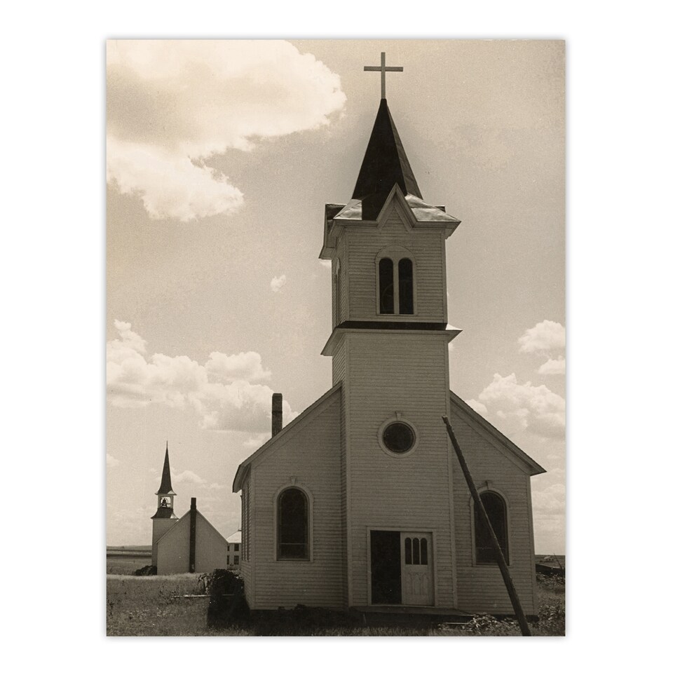 image 1 of Three Churches South Dakota Dorothea Lange Wall Art Poster Print 12X16"