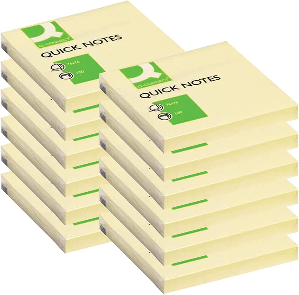 image 1 of Q-Connect Quick Notes 76 x 76mm Yellow (Pack of 12) KF10502