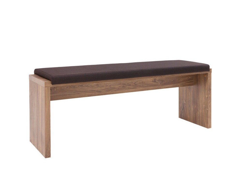 image 1 of Dining Bench Upholstered Seat Brown Cushion 126cm Sturdy Medium Oak Effect Gent