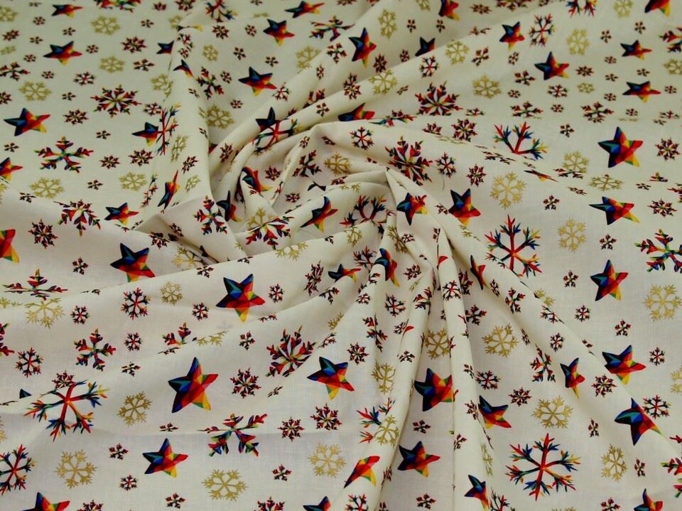 Cream Metallic 100% Cotton Fabric for Bag Making, Dressmaking, Quilting, 140cm / 55" Wide - per metre