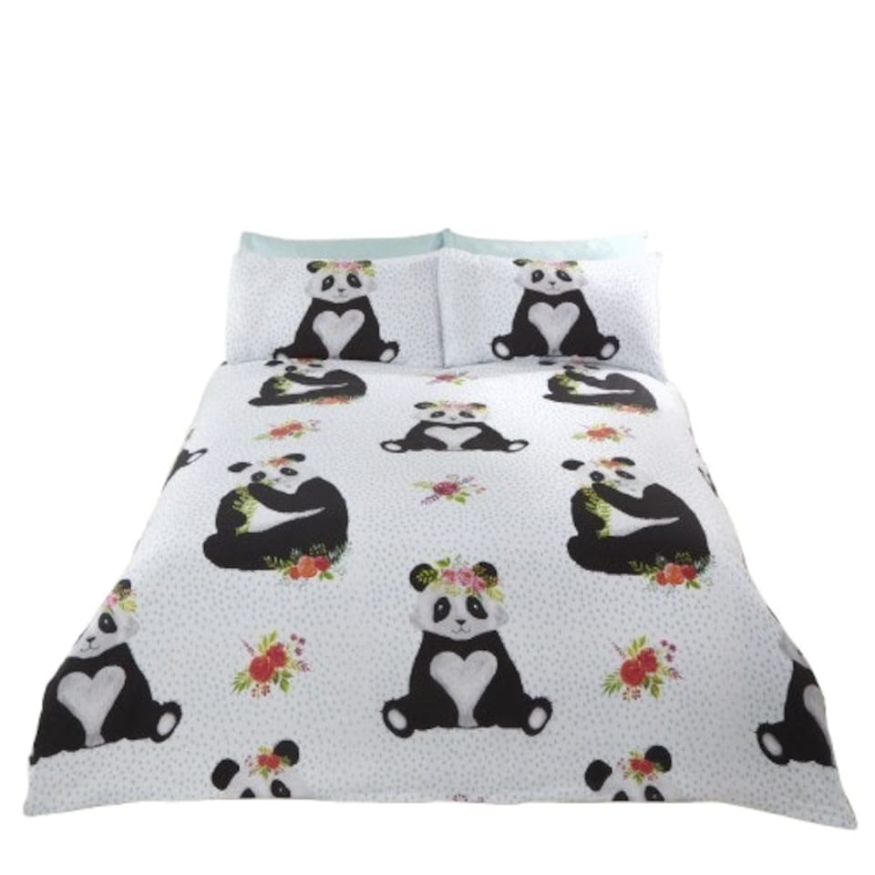 image 1 of Pandas Polycotton Duvet Cover Set with Pillowcase Multi | Double