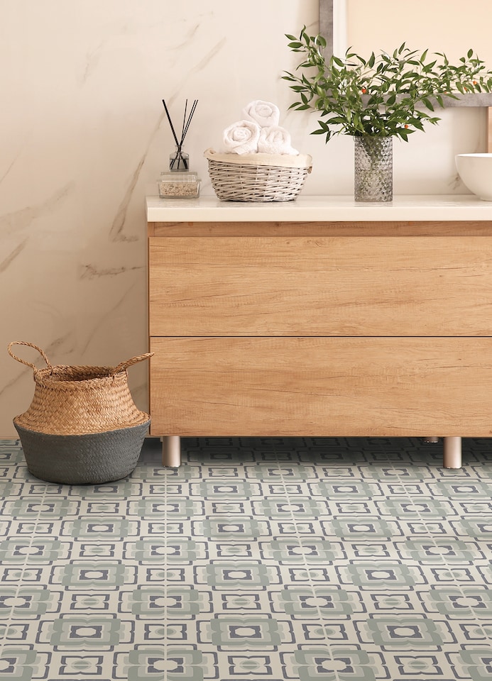 image 1 of Floorpops Posey Blue Peel And Stick Floor Tiles FP4667
