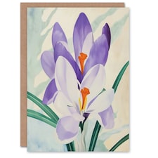 Crocus Flower Purple Orange Bright Him Her Birthday Card