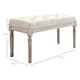 image 7 of HOMCOM Accent Bench Tufted Upholstered Foot Stool Linen-Touch Ottoman Cream