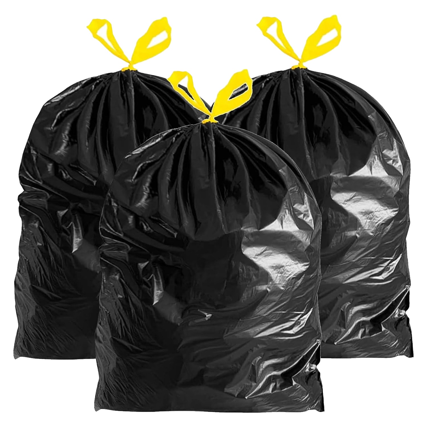 3 Rolls (150) Black 120L Easy Tie Top Handle Drawstring Refuse Sacks For Home Kitchen & Garden Use