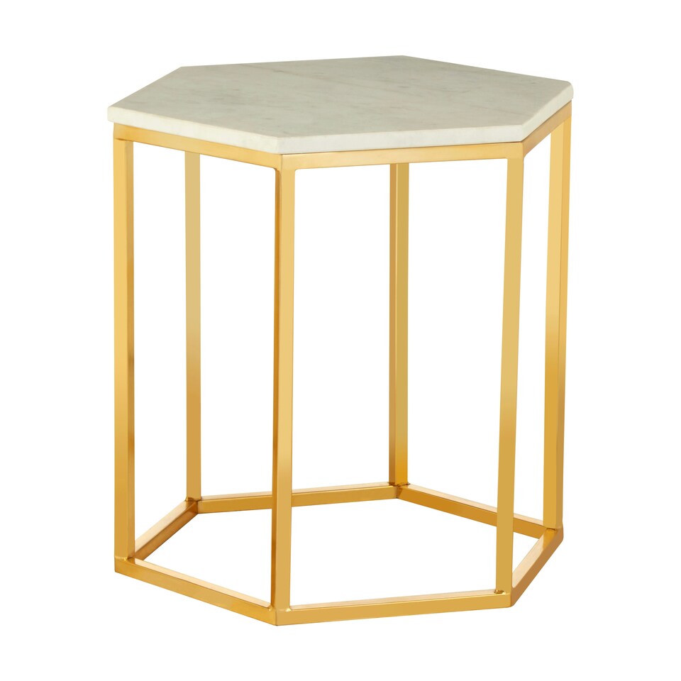 image 1 of Stunning Design Hexagonal Side Table, Versatile Metal Side Table For Livingroom, Functional Bedside Table Gold