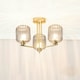 image 1 of ValueLights Amelie 3 Way Ribbed Glass Gold Ceiling Pendant Light with LED Bulbs