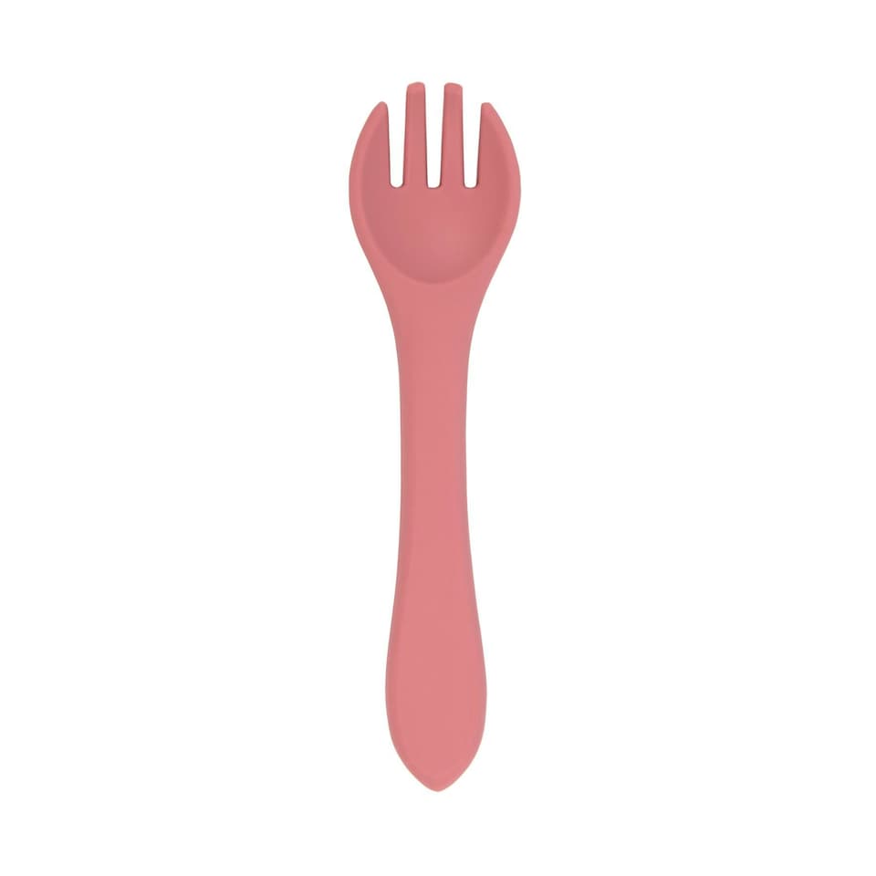 image 1 of Tiny Dining Baby Silicone Weaning Fork - Dusty Rose Pink